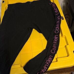 Calvin Klein Black Leggings with Pink Logo Side Trim